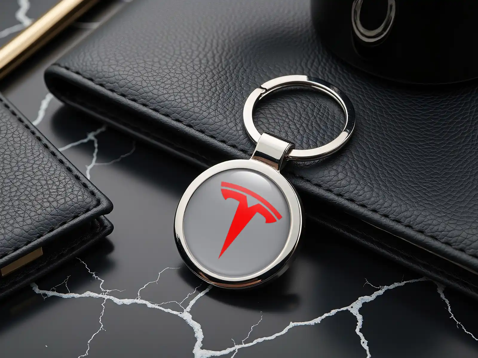 Tesla Llaveros Hechos Logo Premium Metal